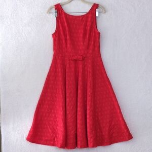 Anni Coco Junior's Vibrant Red Coquette Sleeveless Fit‎ & Flare Dress Size M